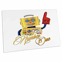 3dRose Number One Toy Robot with a Big, red Foam Finger and a... - Desk Pad Place Mats (dpd-240077-1)