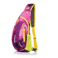 Packable Shoulder Backpack Sling Chest CrossBody Bag Cover Pack Rucksack for Bicycle Sport Hiking Travel Camping Bookbag Men Women (Pink Star)