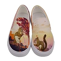 CowCow Womens Adult Shoes Peacock Birds Sharks and Dinosaurs Stylish Canvas Slip Ons, Size 5-10.5