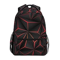 ALAZA 3D Geometric Black Polygon Red Futuristic Large Backpack Personalized Laptop iPad Tablet Travel School Bag with Multiple Pockets