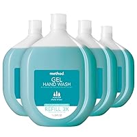 Method Gel Hand Soap Refill, Waterfall, Recyclable Bottle, Biodegradable Formula, 34 oz (Pack of 4)