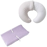 Baby Changing Pad Cover + Nursing Pillow, Super Soft Minky Dot Diaper Changing Table Covers for Baby Girls and Boys, Ultra Comfortable, Safe for Babies, Fit 32