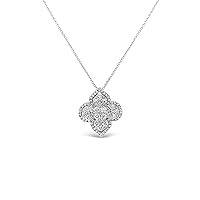 The Diamond Deal 18kt White Gold Womens Necklace Floral Cluster VS Diamond Pendant 1.26 Cttw (18 in)