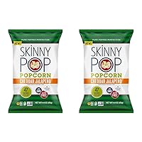 SkinnyPop Cheddar Jalapeno, 4.4oz Grocery Size Bags, Skinny Pop, Healthy Popcorn Snacks, Gluten Free (Pack of 2)