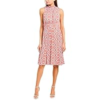 Donna Morgan Women's Printed Stretch Jersey Halter Fit and Flare Dress