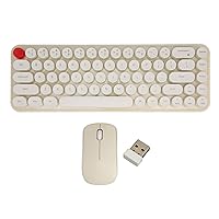 2022 Retro Compact 68 Keys Wireless Keyboard Mouse Combo, Ultra Thin Silent Computer Mice and Keyboards Set, for Laptop Desktop (Beige)