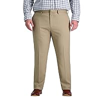 Haggar Men's Premium Comfort Dress Pant-Straight Fit Flat Front Reg. and Big & Tall, Medium Khaki-BT