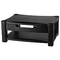 Kantek Two Tier Height-Adjustable Computer Monitor Stand Organizer, Removable Organizing Drawer, Cable Management, 17
