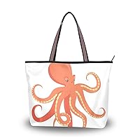 Red Octopus Shoulder Bag Top Handle Tote Bag Handbag for Women
