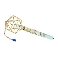 Crystal Wand Healing Tool - Metatron Vajra Etheric Weaver Pendant Meditation Tool with Magnets & Gold-Filled Wire - 8