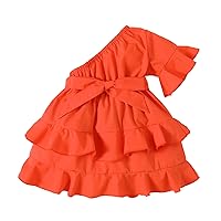 Kids Toddler Baby Girls Spring Summer Solid Ruffle Sleeveless Dress Dresses for A Dance for School Kids
