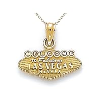Finejewelers 14k Yellow Gold Two Sided Las Vegas Pendant Necklace Chain Included