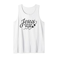 Jesus is my new plug Graphic Christian Tee for Men Easter Tank Top