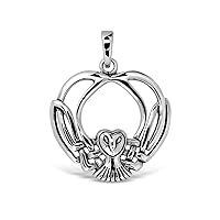 WithLoveSilver 925 Sterling Silver Celtic Heart Owl Symbol of Happiness Pendant