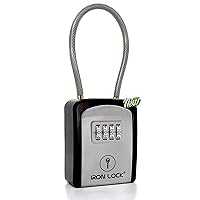 ® - Key Lock Box Portable with Removable Cable Shackle Indoor Outdoor Waterproof 4 Digit Combination with Resettable Code with A B Switch Key Lockbox for Outside Hold Spare Keys for Realtors