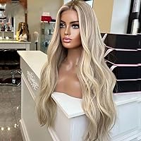 Highlights Blonde Human Hair Wigs Loose Wave P18 613 Color 13X4 HD Invivible Lace Frontal Wig Natural Wavy Hd Transparent Lace Glueless Preplucked Human Hair Wig with Baby Hair 150 Density