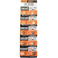 Maxell Batteries LR41 (192, AG3) Alkaline Button Size Battery, On Tear Strip (Pack of 10)