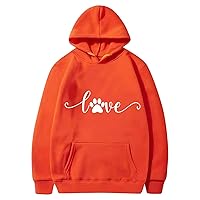 Love Dog Paw Print Sweatshirts Womens Long Sleeve Oversized Hoodies Casual Pullover Tops Blouse Sweater