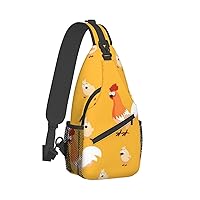 Chicken Chick Print Trendy Casual Daypack Versatile Crossbody Backpack Shoulder Bag Fashionable Chest Bag