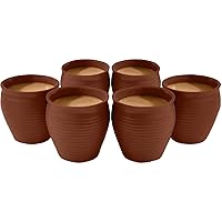 sb4-15 Reusable Natural Clay Mud Kulhad Kullad Tea Coffee Cup Set of 6 for Health Benifit 160ml, 2.5 x 2.5 x 3 inch, Brown