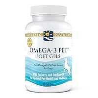 Nordic Naturals Omega-3 Pet, Unflavored - 90 Soft Gels - 330 mg Omega-3 Per Soft Gel - Fish Oil for Dogs with EPA & DHA - Promotes Heart, Skin, Coat, Joint, & Immune Health
