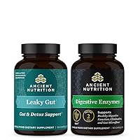 Ancient Nutrition Leaky Gut Capsules, 60 Count + Digestive Enzymes Capsules, 90 Count