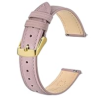 BISONSTRAP Elegant Leather Watch Straps, Quick Release, Watch Bands for Women and Men, 14mm, Light Pink (Gold Buckle)