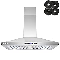 AKDY 30 in. 217CFL Convertible Kitchen Wall Mount Range Hood in Stainless Steel with LEDs, Touch Control and 2 Set Carbon Filters