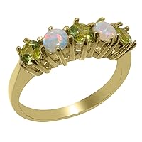 10k Yellow Gold Natural Peridot & Opal Womens Eternity Ring - Sizes 4 to 12 Available