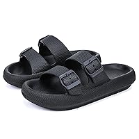 Cloud Elastic Cushioned Adjustable Double Strap Buckle Slippers for Women and Man Pillow Non slip and Quick Drying Thick Sole Slides Sandals for Summer Beach Shoes