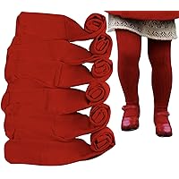 ToBeInStyle Girls' Pack of 6 Full Length Footed Winter Knit Acrylic Uniform Tights