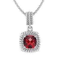 Belinda Jewelz Womens Halo Cushion 8mm Gemstone Sterling Silver Pendant Necklace