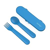 Bentgo® Kids Utensil Set - Reusable Plastic Fork, Spoon & Storage Case - BPA-Free Materials, Easy-Grip Handles, Dishwasher Safe - Ideal for School Lunch, Travel, & Outdoors (Blue)