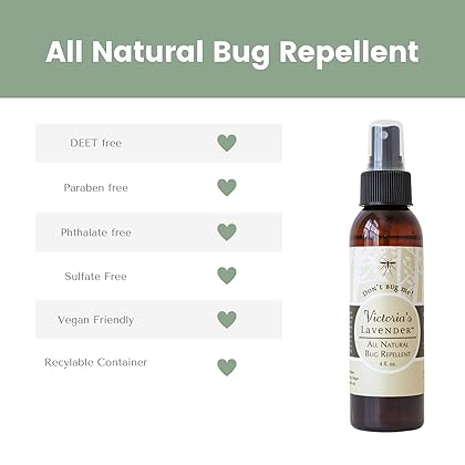 Victoria's Lavender Organic “Don’t Bug Me” Insect Repellent, Made with Plant Based Essential Oils & Aloe Vera … (4 oz Two Pack)