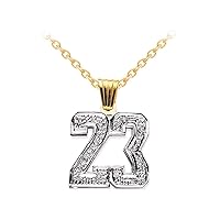 RYLOS Necklaces For Women Gold Necklaces for Women & Men 925 Yellow Gold Plated Silver or Sterling Silver Personalized Diamond Number Plate Necklace Special Order, Made to Order Necklace