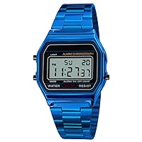 ROSEBEAR Business Watch Men's Luxury Watches 30M Waterproof Stainless Steel Sports Watch Digital Wristwatches, blue, Strap.