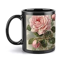 Mugs Large Porcelain Mug Vintage Beautiful Rose Ceramic Steeping Mug with Handle Porcelain Coffee Cups Funny Mug Tea Cups with Handle for Men Women