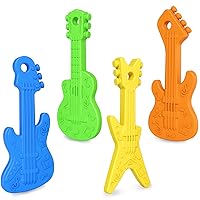 4 Pack Baby Teething Toys, Cartoon Guitar Teether Toys for Baby Infants, Silicone Chew Toy for Babies 0-24 Months
