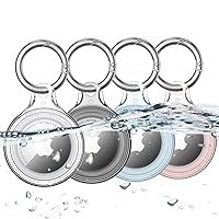 COOLQO IPX8 Waterproof Airtag Holder Compatible with Apple AirTags, AirTag Case Keychain Air Tag Holder, Hard PC AirTags Key Ring Cases Tags Chain Apple GPS Item Finders Accessories, 4 Pack