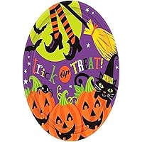 Witch's Halloween Trick Or Treat Crew Disposable Round Dessert Paper Plates, 7