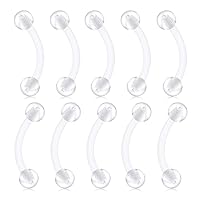 D.Bella 16G Clear Bioflex Acrylic Curved Barbell Eyebrow Rings Snake Eyes Tongue Belly Ring Mix Color CZ Piercing Retainer