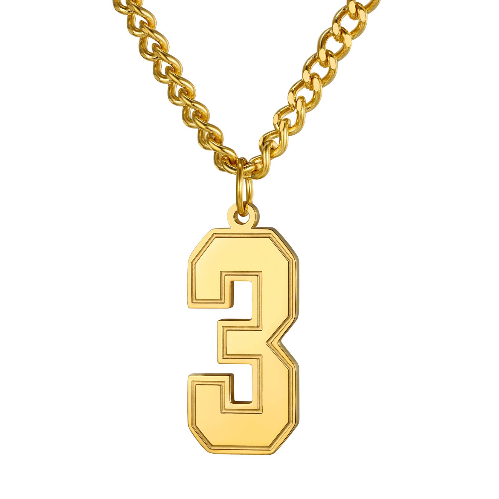 KeyStyle Number Necklace For Men Women, Custom Youth Baseball Necklaces with Numbers for Boys, Personalized Jersey Number Chain Sports Fans Pendant Soccer Football Basketball for Girls