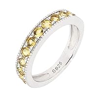 BL Jewelry Sterling Silver Natural or Created Birthstone Stackable Half Eternity Band Ring