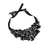 LANGUGU Black Bling Acrylic Teardrop Bib Faux Collar Detachable Blouse False Collar Choker Necklaces