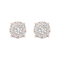 IGI Certified 10K Gold 11/4ct TDW Diamond Cluster Stud Earrings (I-J,I2)