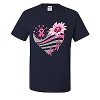 Heart Sunflower Faith Cross Pink Ribbon Breast Cancer Awareness Mens T-Shirts
