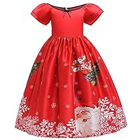 Dressy Daisy Girls Christmas Dress Santa Claus Xmas Theme Party Holiday Outfits with Reindeer Headband Size 5-14