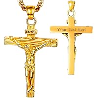 PROSTEEL Jesus Cross Necklace for Men Women, Stainless Steel, Black/Blue/Rose Gold/18K Gold Plated, 22
