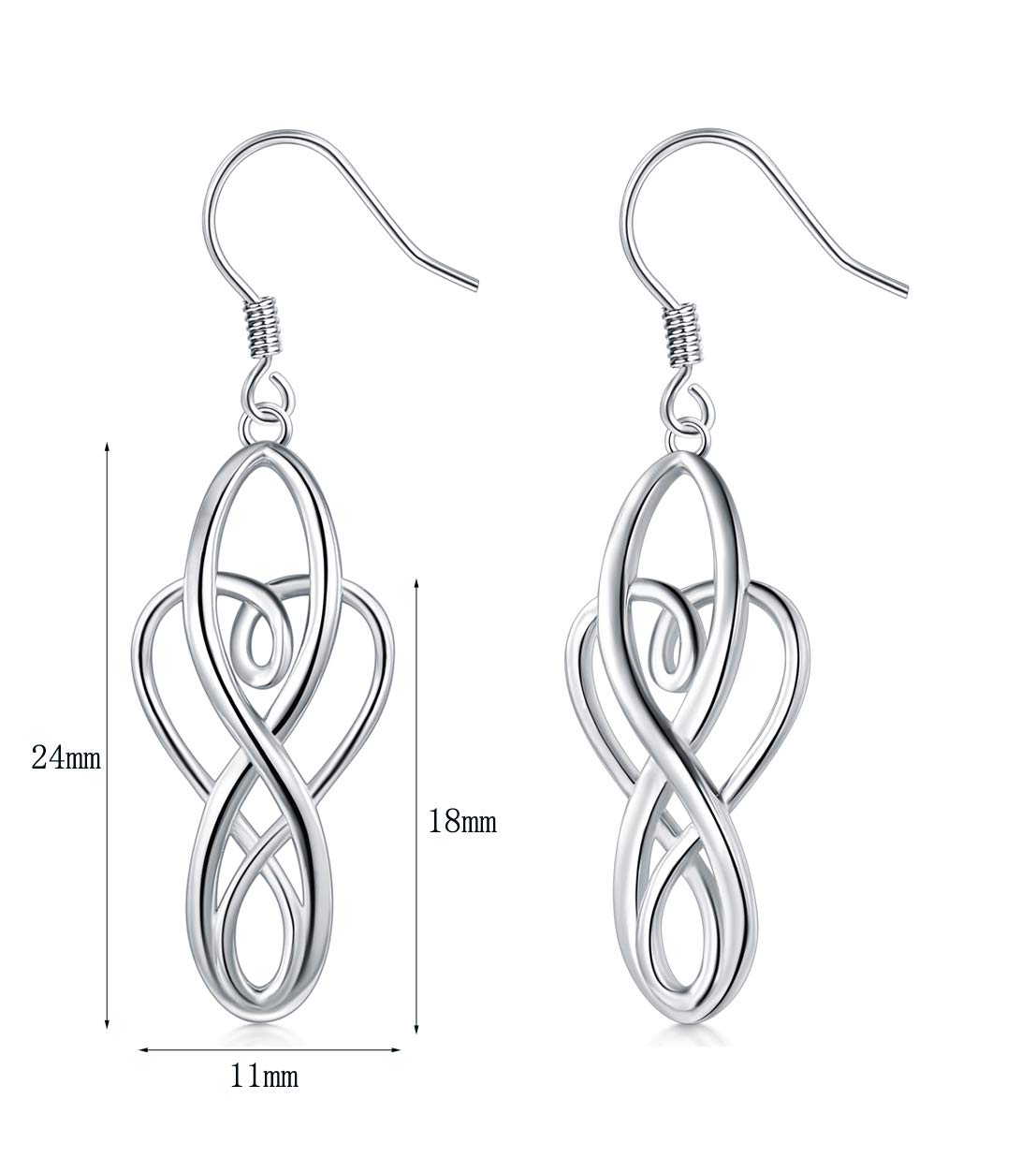 925 Sterling Silver Earrings, BoRuo Celtic Knot Dangle Earrings Good Luck Irish Celtic Knot Vintage Dangles for Women Teardrop Earrings