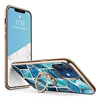 i-Blason Cosmo Snap Case Designed for iPhone 12/iPhone 12 Pro 6.1 Inch (2020 Release), Slim with Built-in 360° Rotatable Ring Holder Kickstand Supports Car Mount (Ocean)